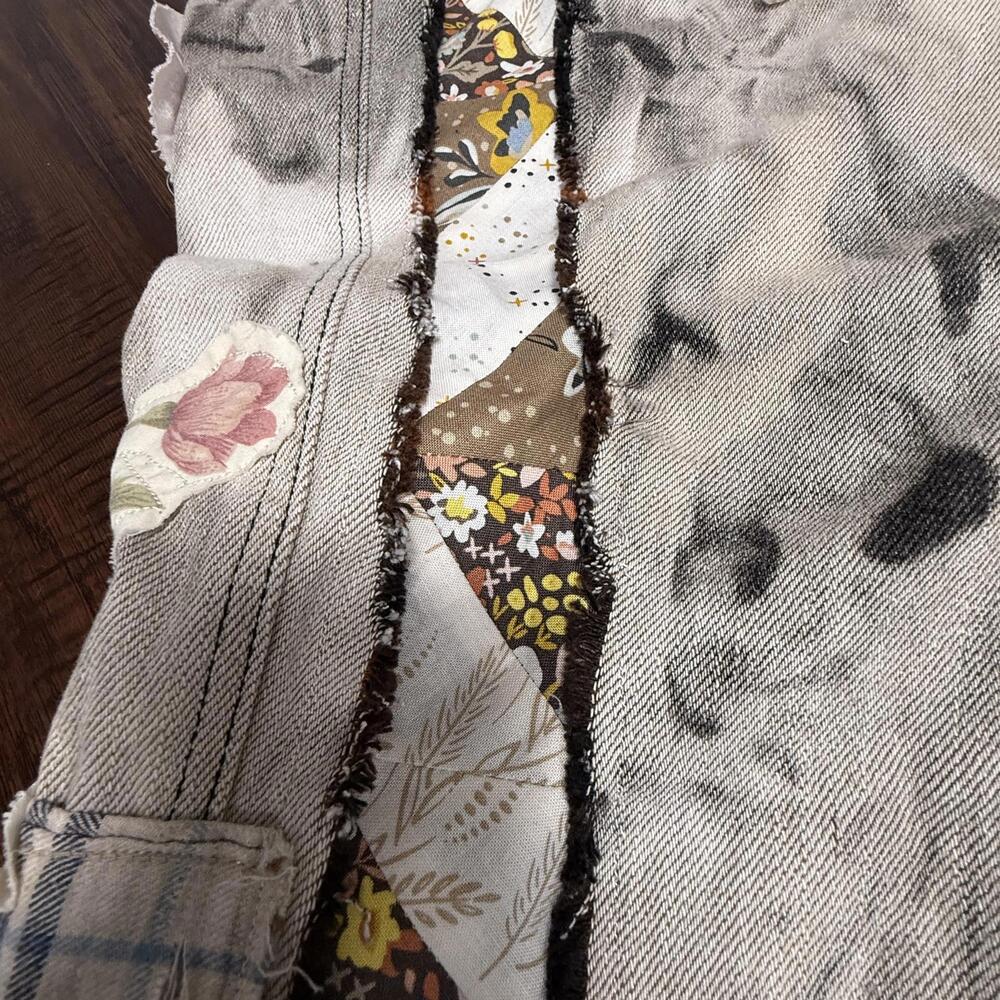 Handmade Up-cycled Magnolia Pearl‎ inspired quilted Miner Overalls NWT - Picture 8 of 16